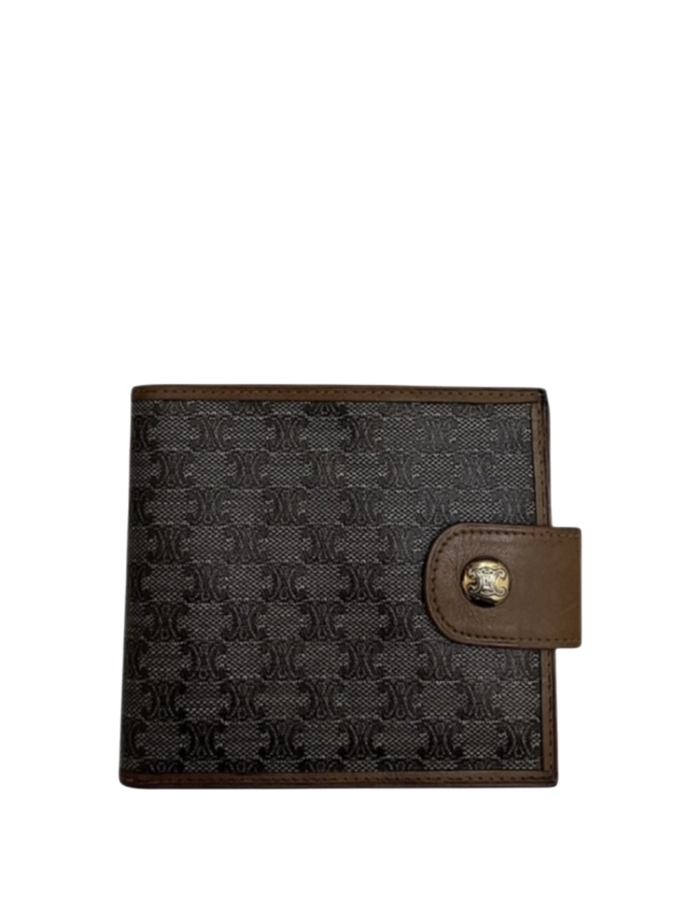 CELINE - GRAY TAN MACADAM TRIOMPHE COMPACT  KISSLOCK BIFOLD WALLET